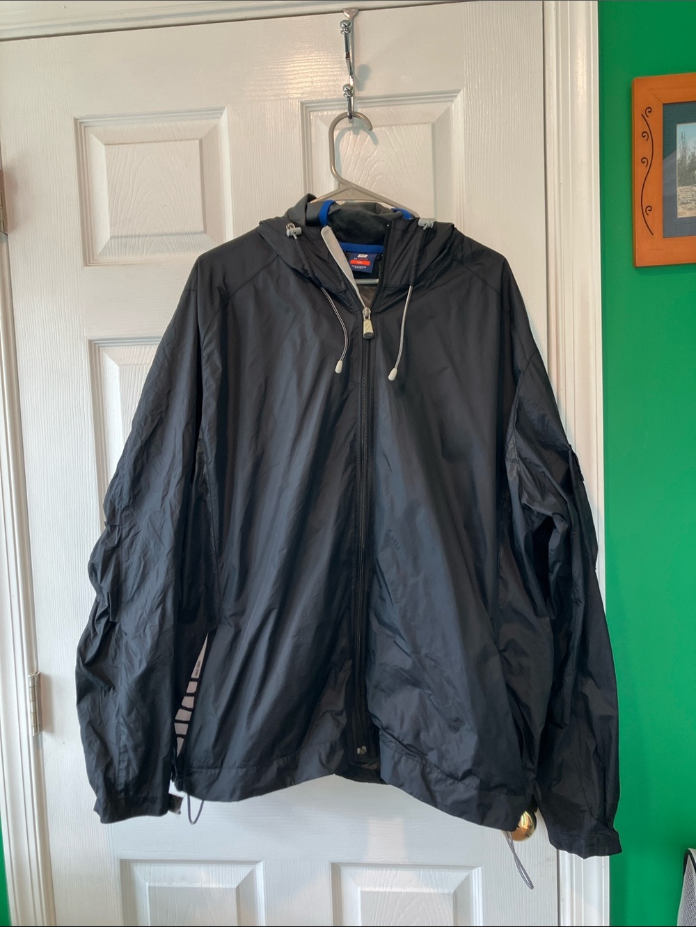 GAP Men's Black Hooded nylon waterproof Windbreaker Jacket xxl packable